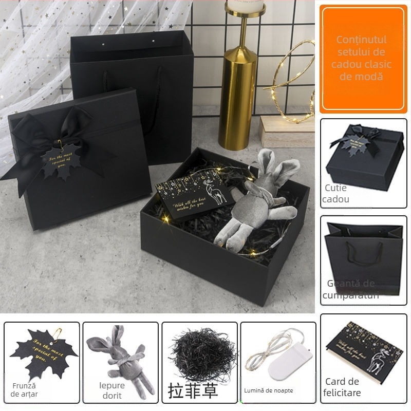 Cutie cadou în stil Ins - ambalaj superb, design simplu și modern, fabricație nano, imprimare logo disponibilă, brand Unique, material Jam, potrivită pentru ziua de naștere