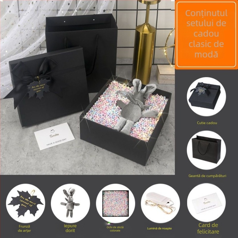 Cutie cadou în stil Ins - ambalaj superb, design simplu și modern, fabricație nano, imprimare logo disponibilă, brand Unique, material Jam, potrivită pentru ziua de naștere