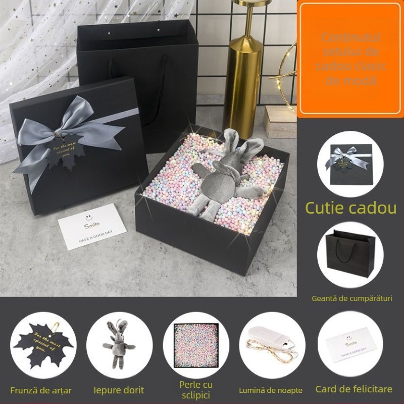 Cutie cadou în stil Ins - ambalaj superb, design simplu și modern, fabricație nano, imprimare logo disponibilă, brand Unique, material Jam, potrivită pentru ziua de naștere