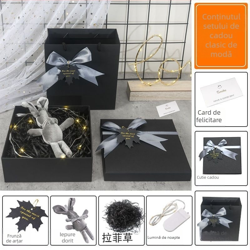 Cutie cadou în stil Ins - ambalaj superb, design simplu și modern, fabricație nano, imprimare logo disponibilă, brand Unique, material Jam, potrivită pentru ziua de naștere