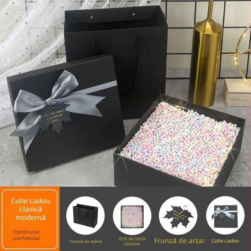 Cutie cadou în stil Ins - ambalaj superb, design simplu și modern, fabricație nano, imprimare logo disponibilă, brand Unique, material Jam, potrivită pentru ziua de naștere