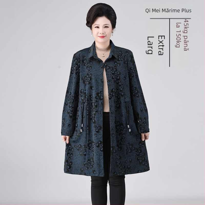 Îmbrăcăminte feminină plus size: cămașă cu mânecă lungă și palton trench de lungime medie, primăvară-toamnă, model coadă de fenix