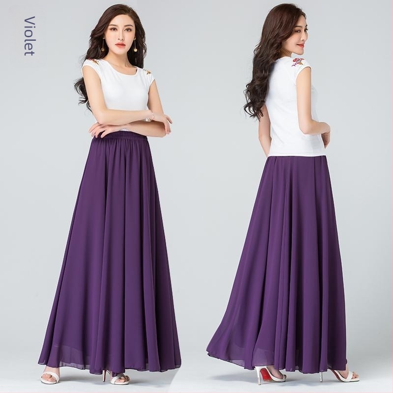 Fustă în linie A, Șifon de înaltă calitate, Material șifon, Rochie lungă, Colaj cusut