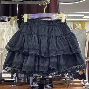 Fustă dantelată tip cake, căptușită, scurtă, primăvara 2025, stil Sora Regală