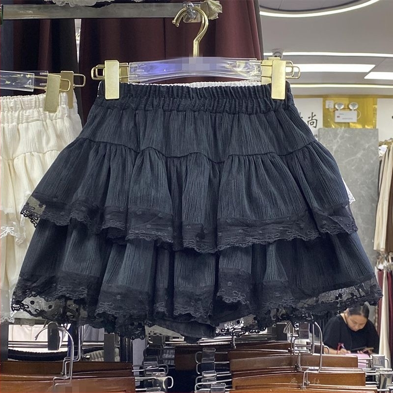 Fustă dantelată tip cake, căptușită, scurtă, primăvara 2025, stil Sora Regală