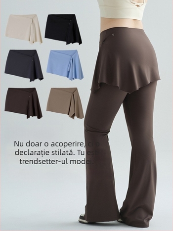 Fustă de acoperire pentru pantaloni de yoga – design dintr-o piesă, amestec nylon-elastan, potrivită pentru toate sezoanele, pentru femei tinere
