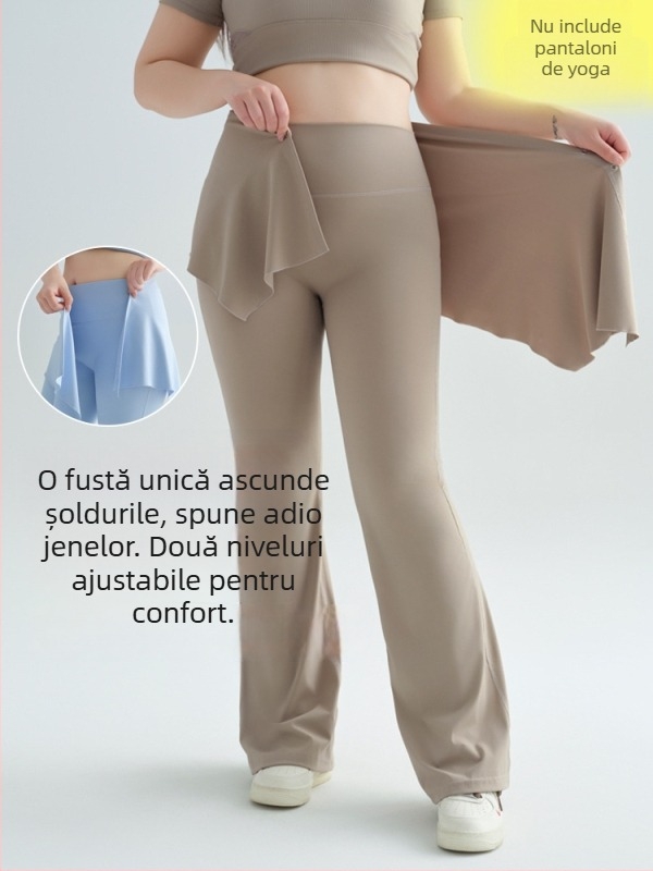 Fustă de acoperire pentru pantaloni de yoga – design dintr-o piesă, amestec nylon-elastan, potrivită pentru toate sezoanele, pentru femei tinere
