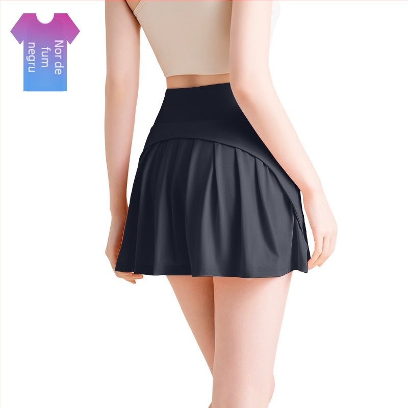 Longhui Clothing Fustă plisată de vară pentru yoga, croială în A, talie înaltă, culotte din nailon-ice silk, Primăvara 2025