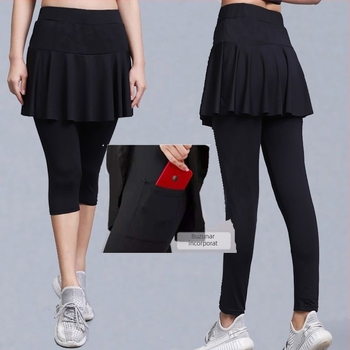 Fustă-pantalon sport pentru femei, uscare rapidă, echipament badminton, design dublu imitativ, pentru alergare și yoga, lungime scurtă sau lungime integrală