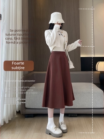 Fustă midi în linie A, plisată, stil umbrela, uni, din poliester, cu decor 3D și fixare a culorii cu rășină