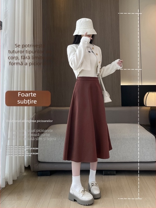 Fustă midi în linie A, plisată, stil umbrela, uni, din poliester, cu decor 3D și fixare a culorii cu rășină