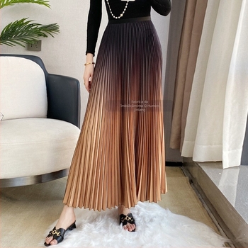 Fustă plisată – poliester, lungă, primăvara 2023, stil Japonez-Coreean leisure