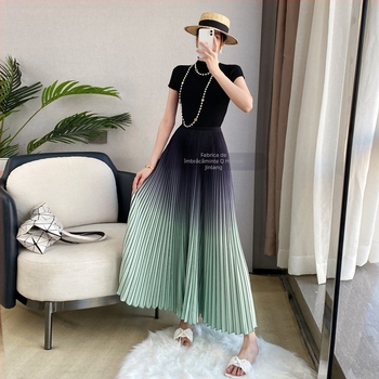 Fustă plisată – poliester, lungă, primăvara 2023, stil Japonez-Coreean leisure