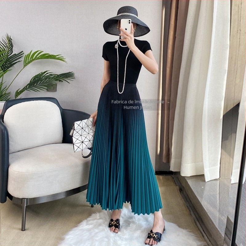 Fustă plisată – poliester, lungă, primăvara 2023, stil Japonez-Coreean leisure
