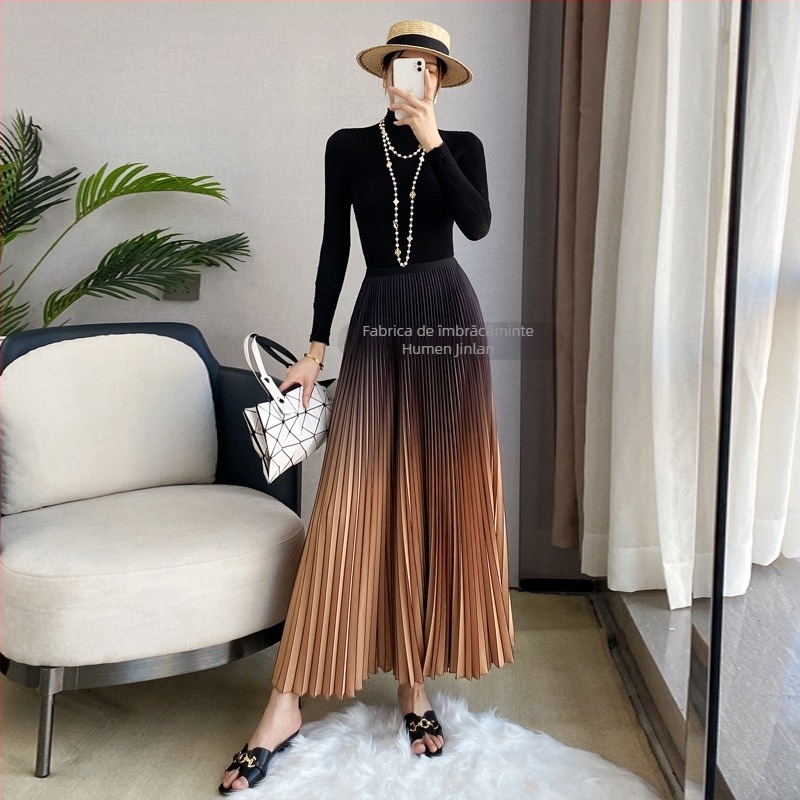 Fustă plisată – poliester, lungă, primăvara 2023, stil Japonez-Coreean leisure