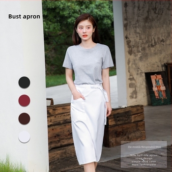 Șorț de bucătar fără mâneci, poliester, stil coreean, model monocrom