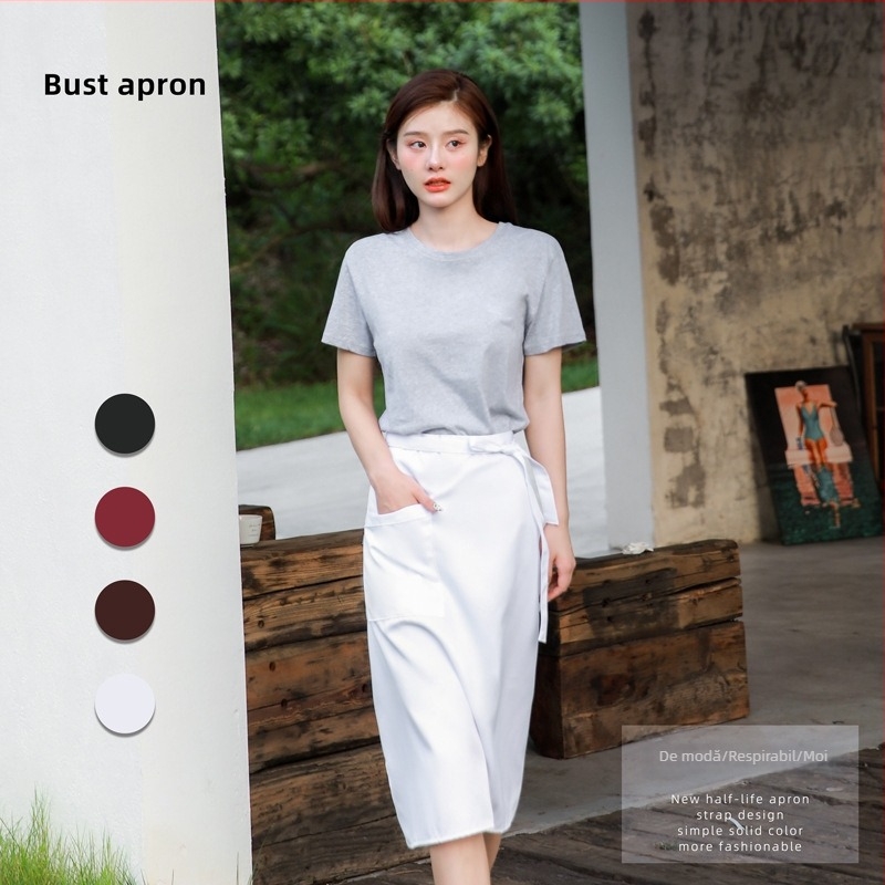 Șorț de bucătar fără mâneci, poliester, stil coreean, model monocrom