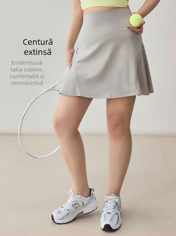 Fustă sport pentru femei, talie înaltă, pentru alergare, tenis și yoga – fustă-skort cu șorturi integrate