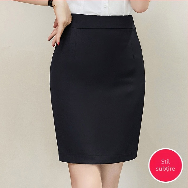 Fustă OL pentru birou, culoare solidă, țesătură țesută, poliester, stil coreean