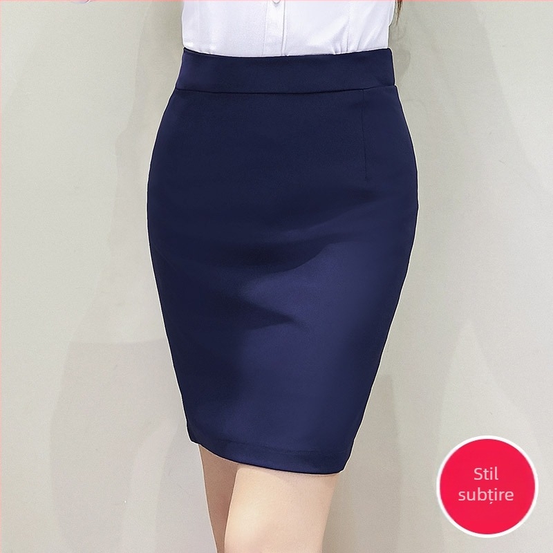 Fustă OL pentru birou, culoare solidă, țesătură țesută, poliester, stil coreean