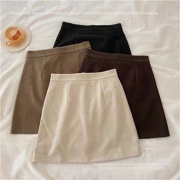 Fustă cu siluetă pe șolduri, model solid, țesătură de spandex, elasticitate, toamnă 2025