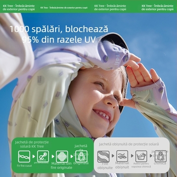 Kocotree jachetă pentru copii cu protecție UV, glugă, respirabilă, uscare rapidă, din nylon, primăvara 2024