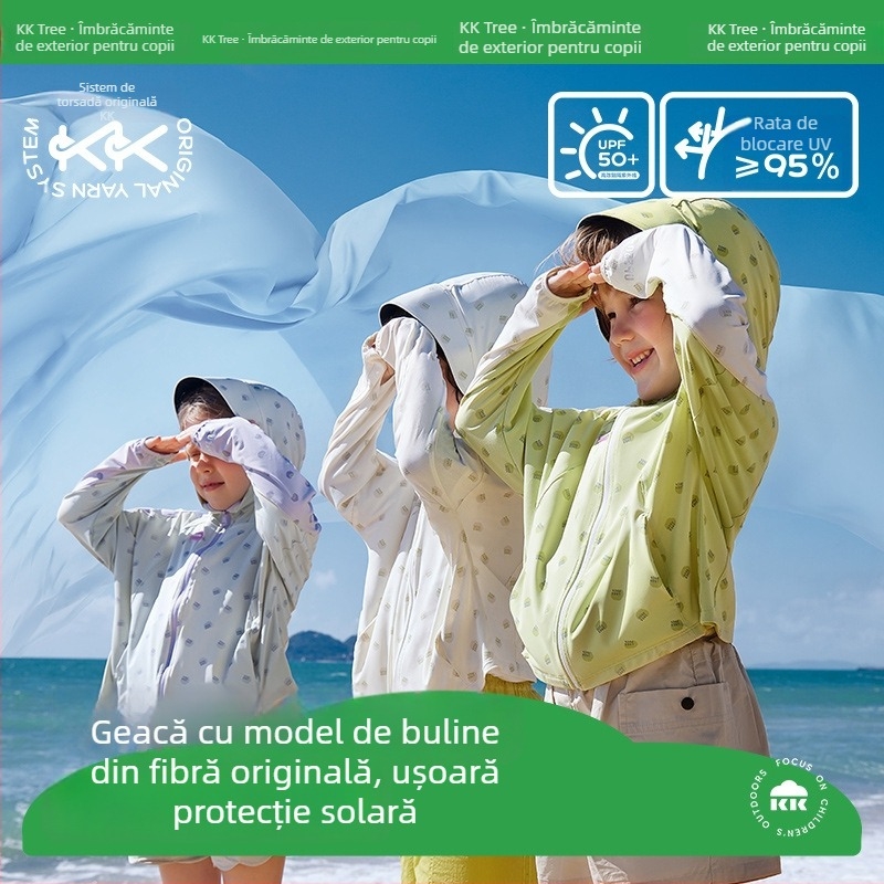 Kocotree jachetă pentru copii cu protecție UV, glugă, respirabilă, uscare rapidă, din nylon, primăvara 2024