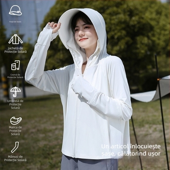 Jachetă feminină de protecție UV pentru ciclism – ușoară, respirabilă, poliester 81-95%, anti-insecte, vară 2025, stil minimalist elegant