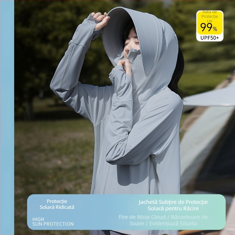 Jachetă feminină de protecție UV pentru ciclism – ușoară, respirabilă, poliester 81-95%, anti-insecte, vară 2025, stil minimalist elegant