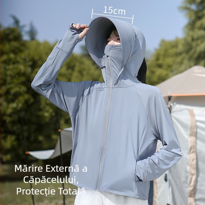 Jachetă feminină de protecție UV pentru ciclism – ușoară, respirabilă, poliester 81-95%, anti-insecte, vară 2025, stil minimalist elegant