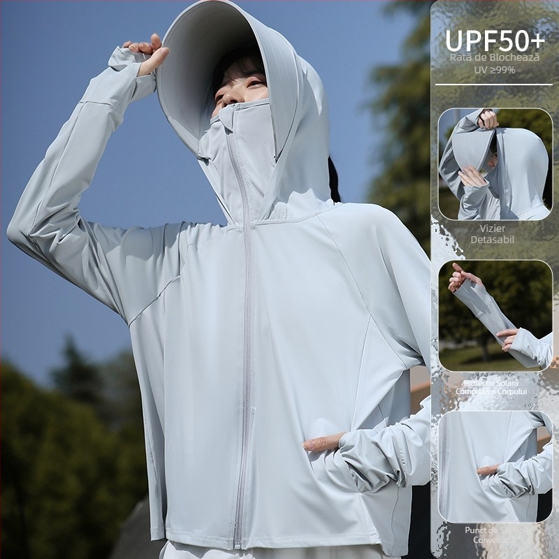 Jachetă feminină de protecție UV pentru ciclism – ușoară, respirabilă, poliester 81-95%, anti-insecte, vară 2025, stil minimalist elegant