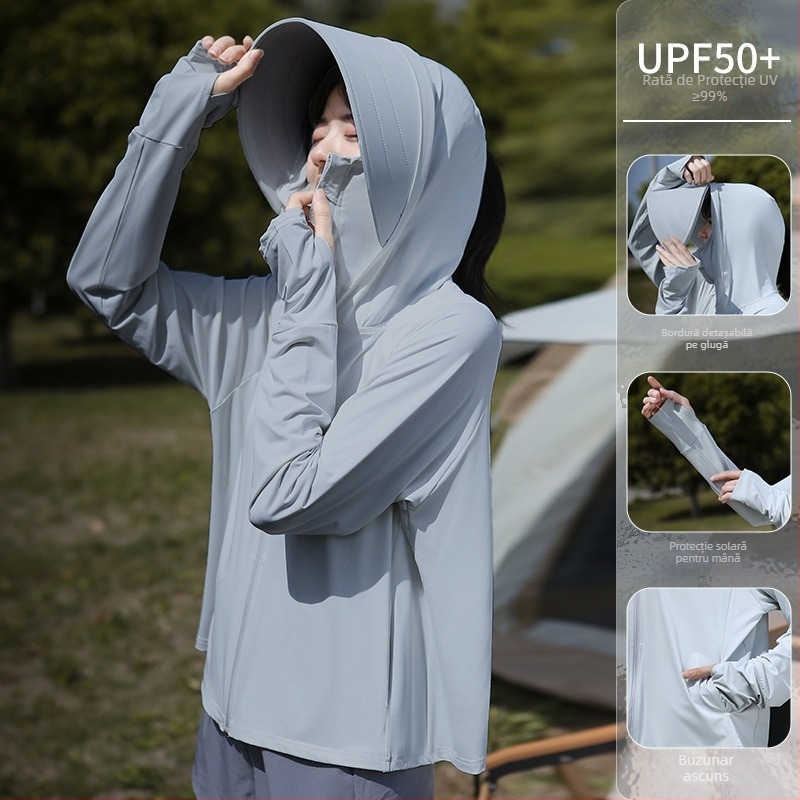 Jachetă feminină de protecție UV pentru ciclism – ușoară, respirabilă, poliester 81-95%, anti-insecte, vară 2025, stil minimalist elegant