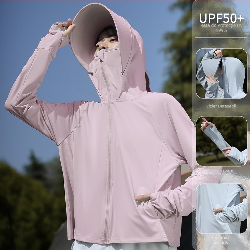 Jachetă feminină de protecție UV pentru ciclism – ușoară, respirabilă, poliester 81-95%, anti-insecte, vară 2025, stil minimalist elegant