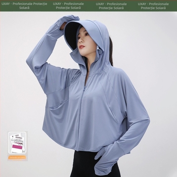 Cardigan UV pentru femei - poliester Ice Silk, uscare rapidă, respirabil, respinge insectele, vară 2025