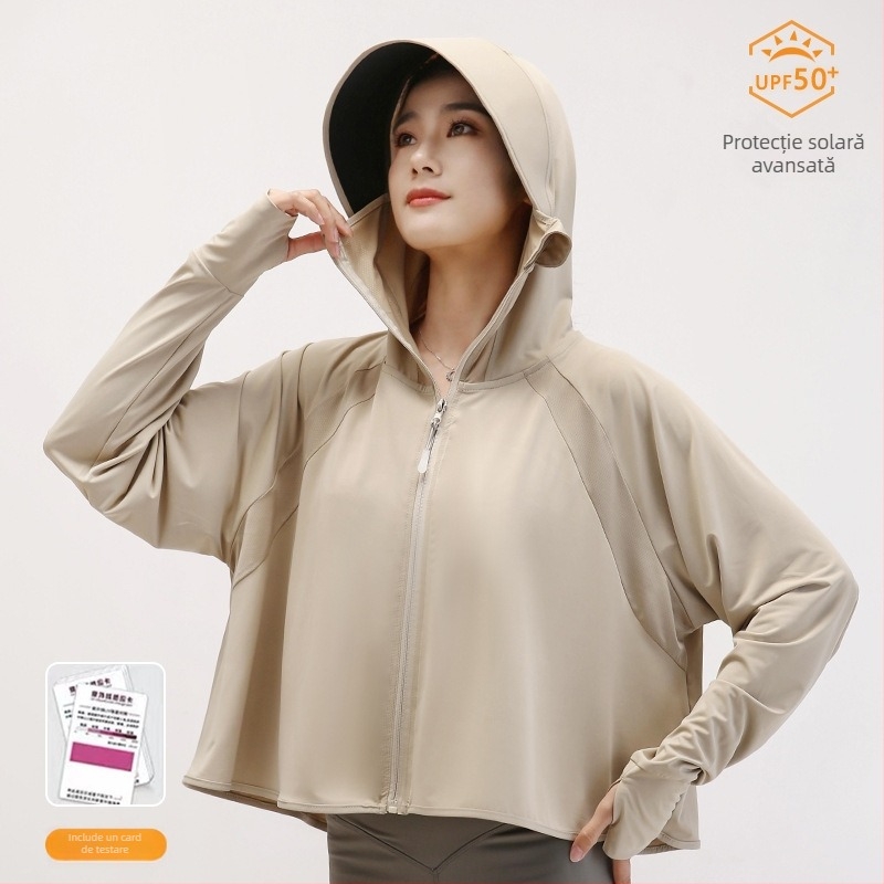 Cardigan UV pentru femei - poliester Ice Silk, uscare rapidă, respirabil, respinge insectele, vară 2025