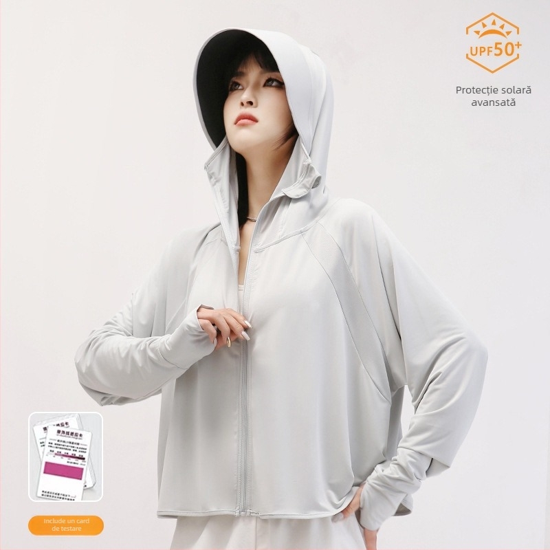Cardigan UV pentru femei - poliester Ice Silk, uscare rapidă, respirabil, respinge insectele, vară 2025