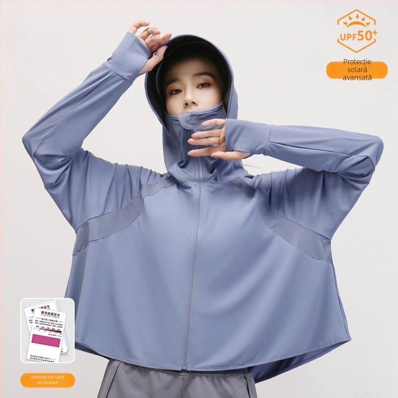 Cardigan UV pentru femei - poliester Ice Silk, uscare rapidă, respirabil, respinge insectele, vară 2025