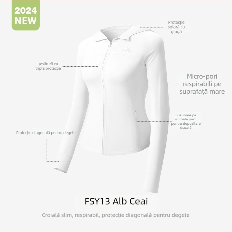 Jachetă de vară pentru protecție solară, respirabilă, UV, țesătură ice-silk răcoritoare, ușoară, mâneci lungi FSY12
