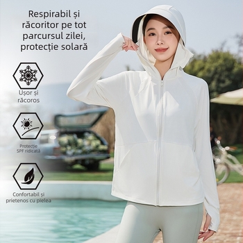 Jachetă respirabilă de protecție solară pentru femei, vară, ciclism outdoor – ușoară, protecție UV, plăcută la atingere pentru piele