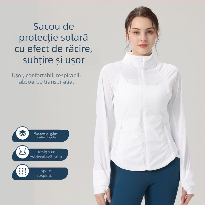 Geacă exterioară anti-vânt pentru femei – nylon, respirabilă, absorbția umezelii, protecție UV UPF50+