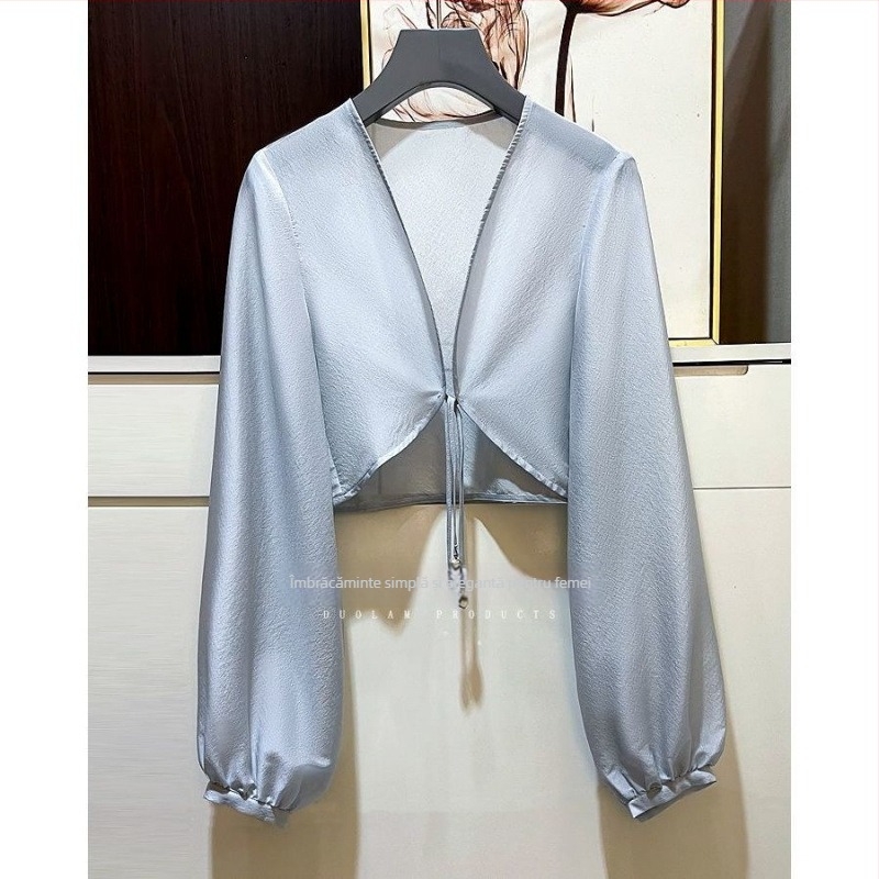 Cardigan damă din poliester, imprimeu geometric, mâneci lungi, decolteu în V