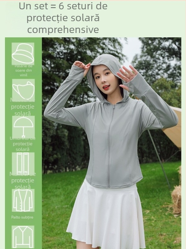 Geacă de exterior pentru femei din nailon cu UPF50+, glugă, respirabilă, uscare rapidă (Nailon; UPF50+; glugă; respirabilă; uscare rapidă)