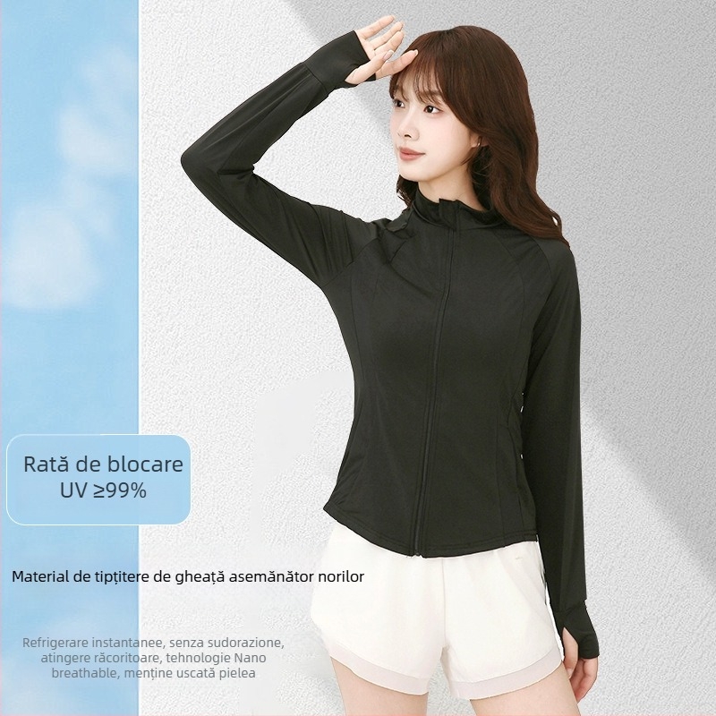 Geacă de vânt pentru femei, protecție UV UPF50+, material poliester, potrivită pentru vară, primăvară și toamnă