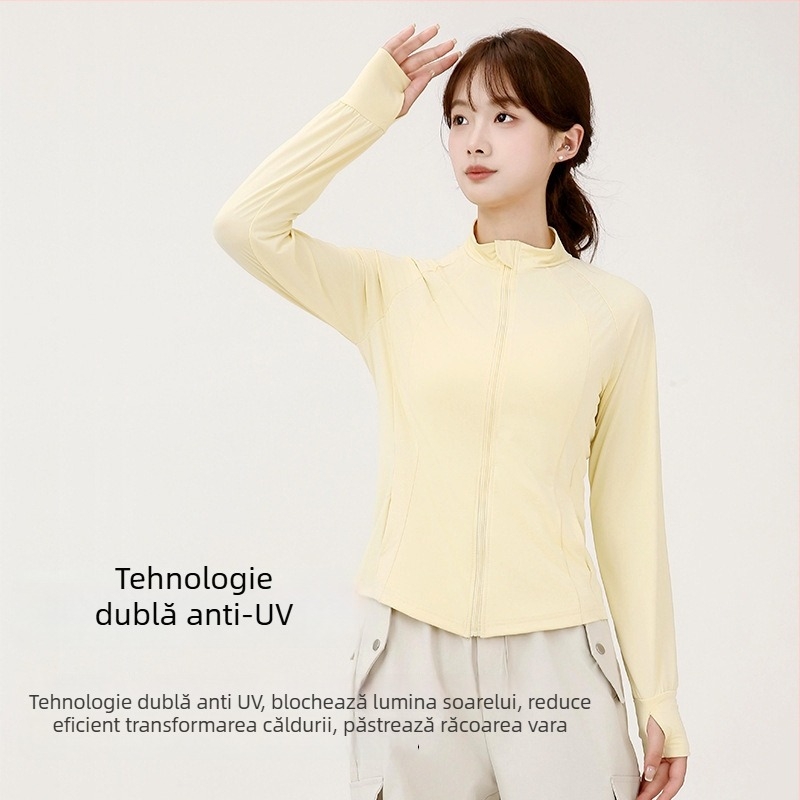 Geacă de vânt pentru femei, protecție UV UPF50+, material poliester, potrivită pentru vară, primăvară și toamnă