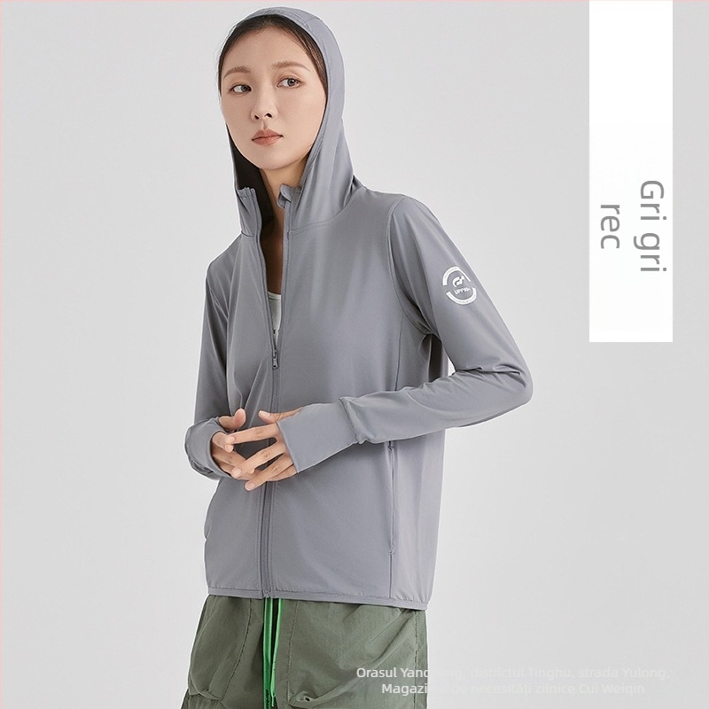 Jachetă de exterior cu glugă pentru femei, protecție UV UPF397+, material 89,6% nylon, 10,4% spandex, stil 932