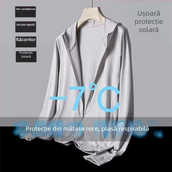 Cardigan cu glugă pentru protecție solară, exterior din poliester ușor, cu plasă respirabilă, pentru vara 2025