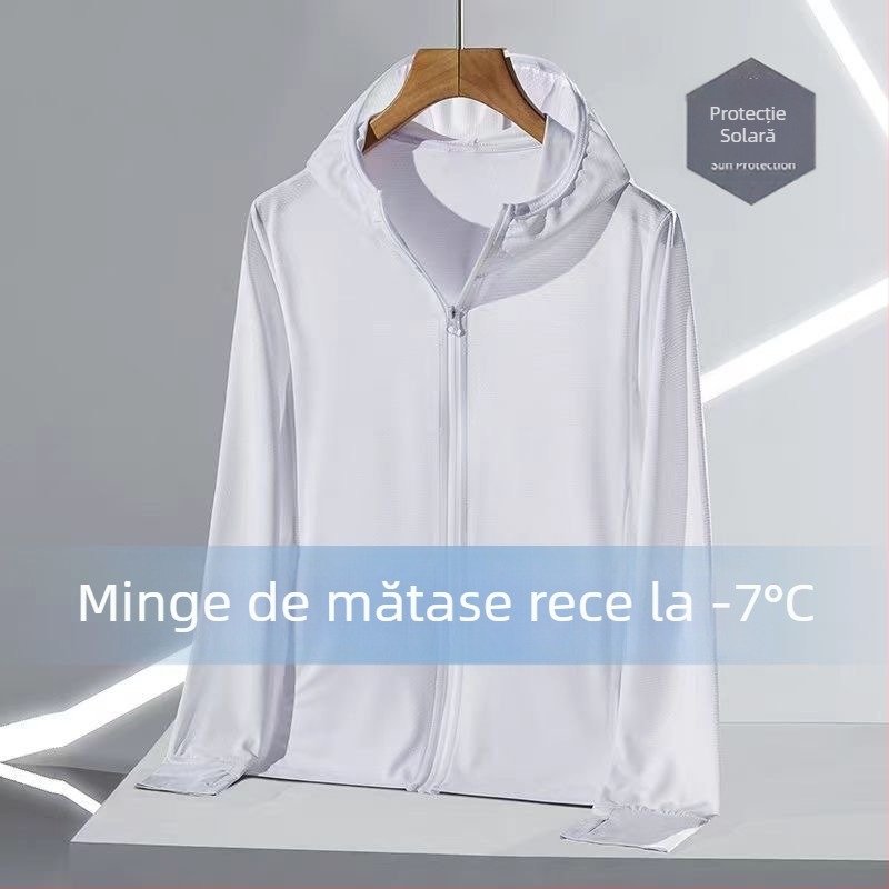 Cardigan cu glugă pentru protecție solară, exterior din poliester ușor, cu plasă respirabilă, pentru vara 2025
