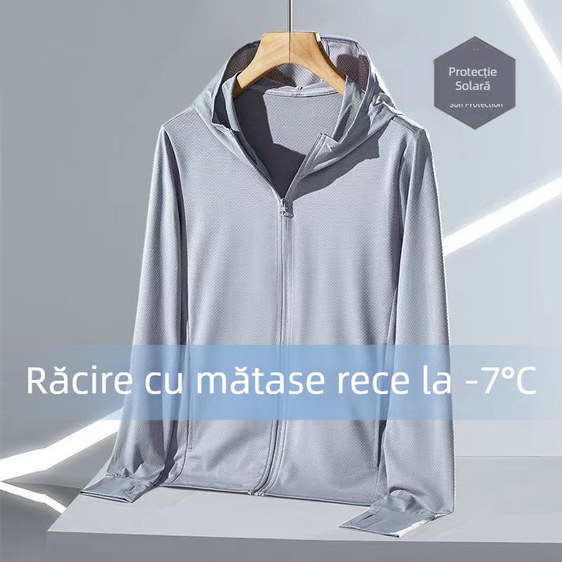 Cardigan cu glugă pentru protecție solară, exterior din poliester ușor, cu plasă respirabilă, pentru vara 2025