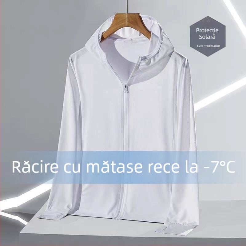 Cardigan cu glugă pentru protecție solară, exterior din poliester ușor, cu plasă respirabilă, pentru vara 2025