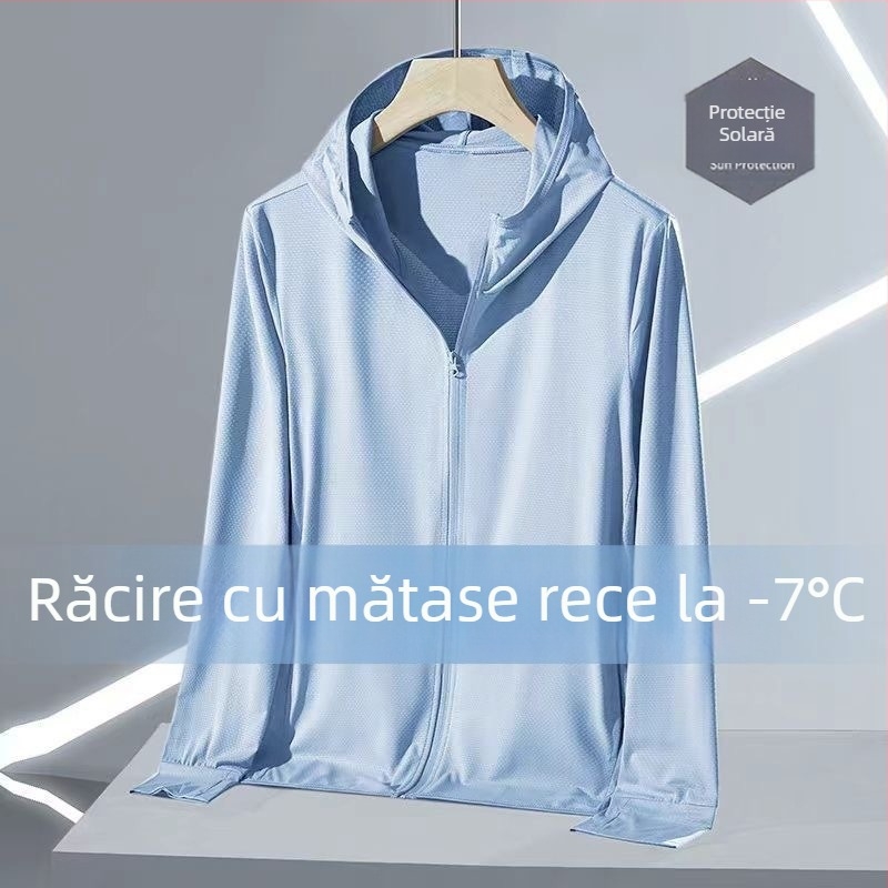 Cardigan cu glugă pentru protecție solară, exterior din poliester ușor, cu plasă respirabilă, pentru vara 2025